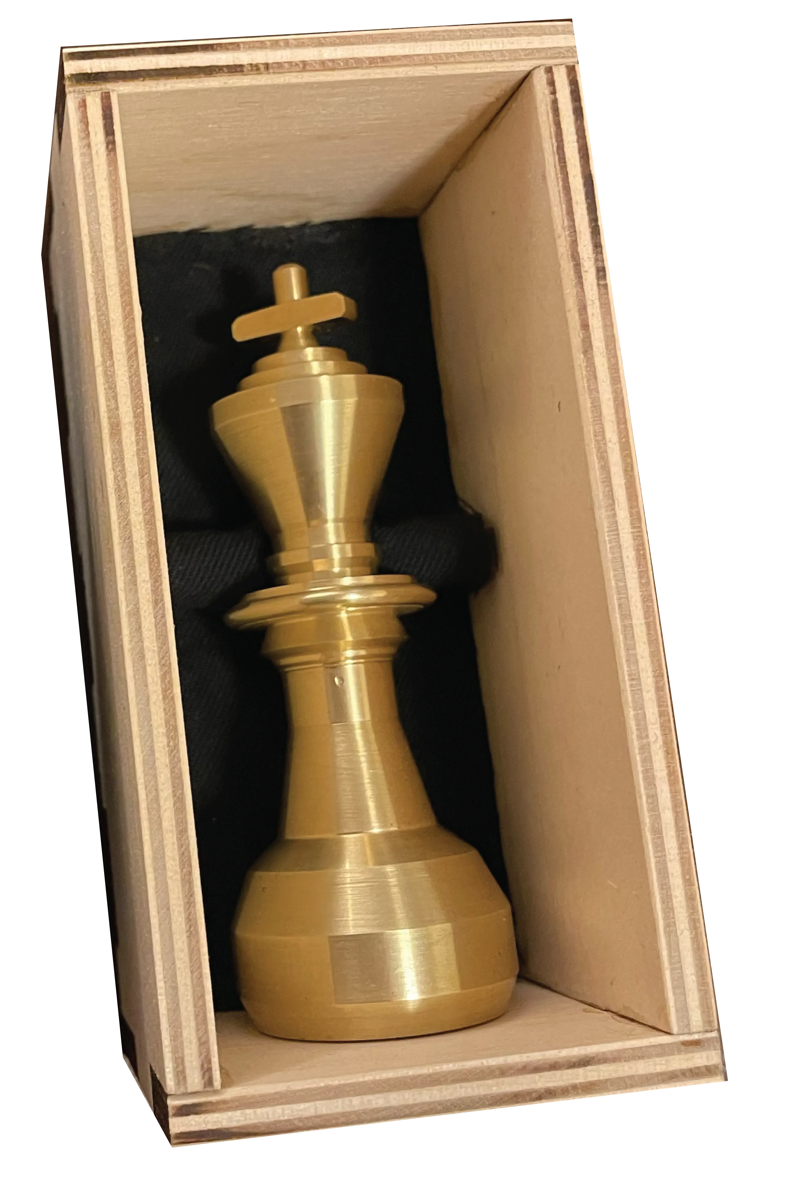 The king in its custom wood box with a black cloth lining