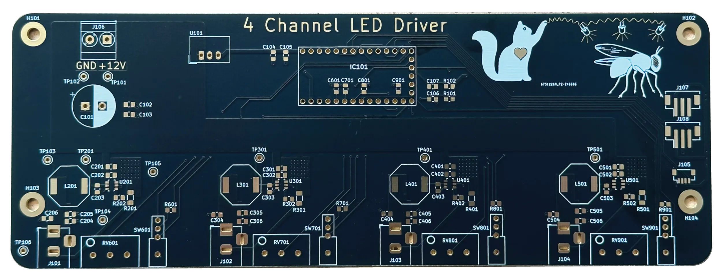 Render of the LED driver circuit board