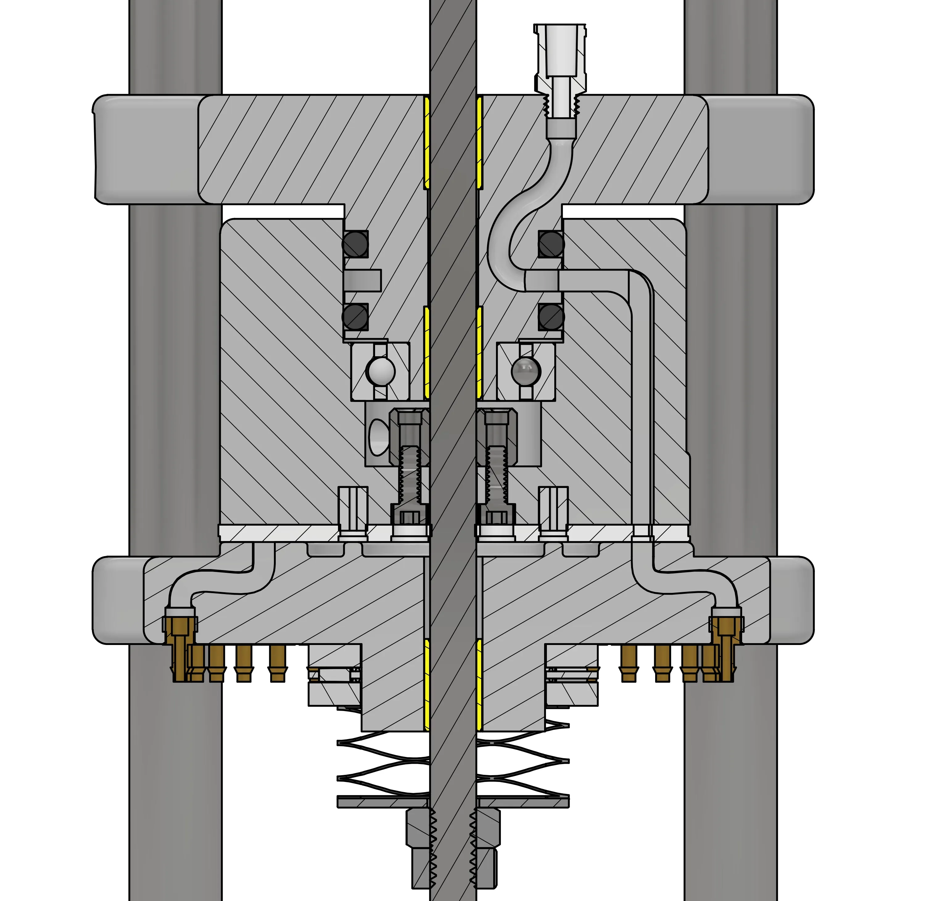 Cross-section drawing of the wind device's rotor and stator